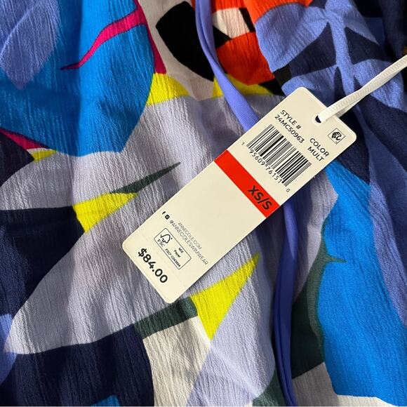 Anne Cole Floral Bell Sleeve Cover Up tunic blue - XS/S - Picture 12 of 12